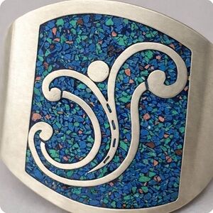 Alpaca Mexico belt buckle with stone inlay